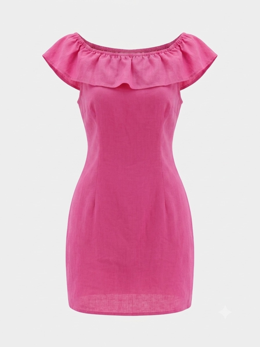 Cubavera Pink Linen Blend Off-Shoulder Ruffle Mini Dress Resort Vacation Size L
